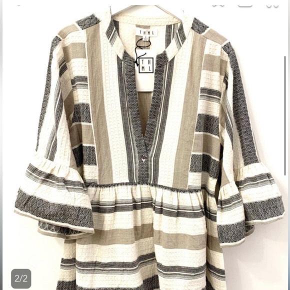 THML Beige and Gray Striped Top - Picture 3 of 11